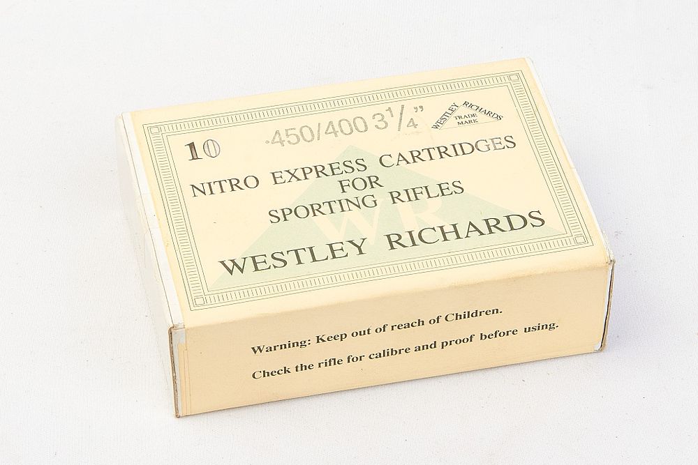 Lot 1558: WESTLEY RICHARDS .450/400 UNOPENED 
 SECT 1 FAC REQUIRED TO BID ON THIS ITEM