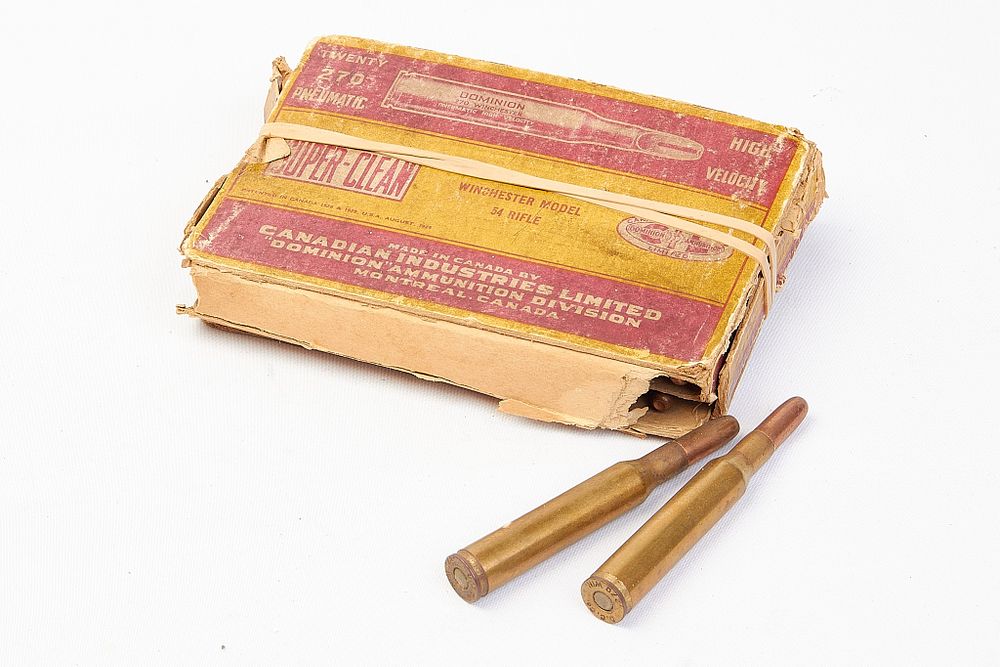Lot 1559: 270 WIN CANADIAN 'SUPER CLEAN' 
 18 ROUNDS IN ORIGINAL PACKAGING. 
 
 SECT 1 FAC REQUIRED TO BID ON THIS ITEM