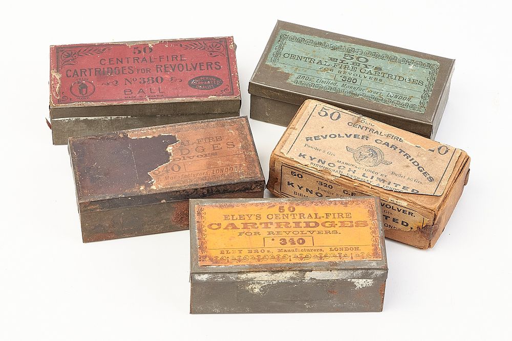 Lot 663: 5 PART COLLECTORS' BOXES CENTREFIRE REVOLVER 
 
 SECT 1 - FAC OR RFD TO BUY THIS LOT
