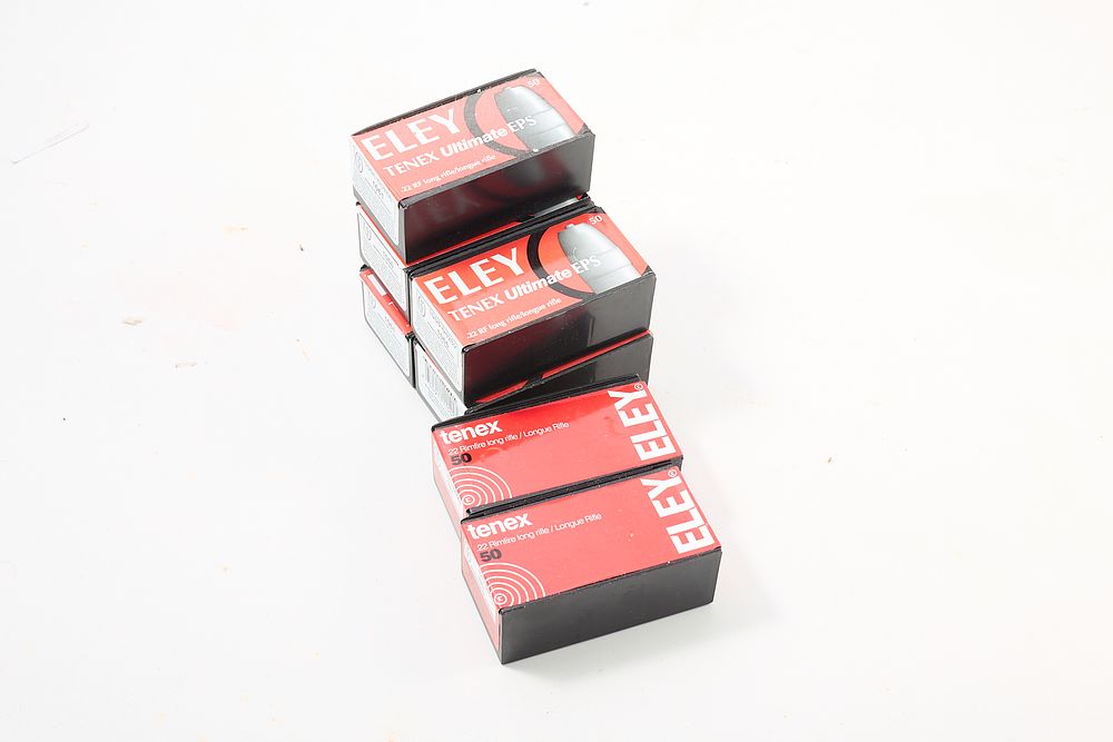 Lot 270: ELEY .22 LR TENEX ULTIMATE 250 of, TENEX 100 of;