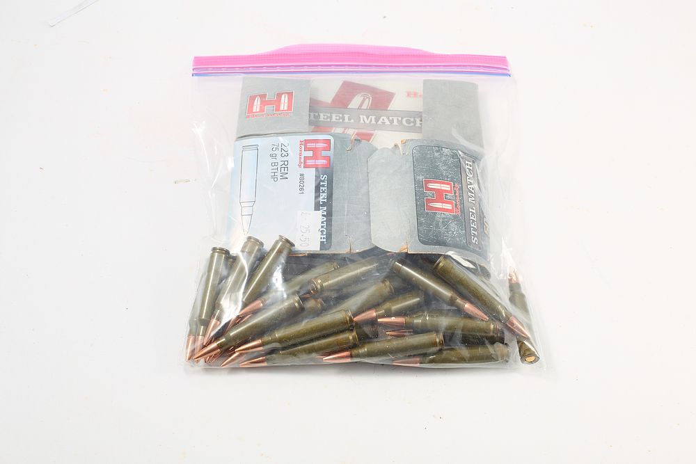 Lot 296: 223 REM HORNADY 75 gr STEEL MATCH BTHP 32 of;