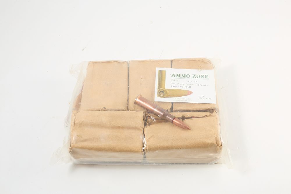 Lot 393: 7.62 X 54R 150gr 100 of;