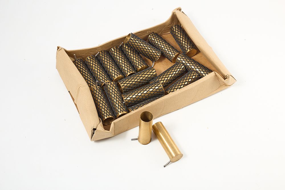 Lot 1023: 12-BORE BRASS PINFIRE CASES 18 of;