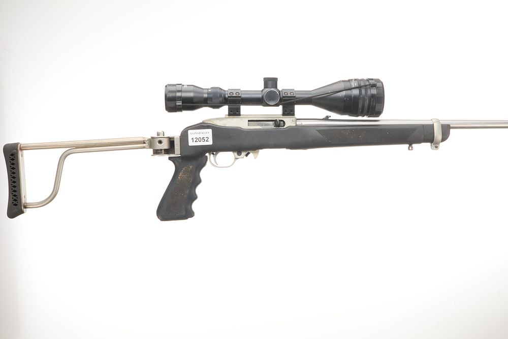 Lot 340: RUGER A Mod 10/22 Stainless .22 LR SEMI-AUTO WITH TASCO SCOPE Ser No 24740199