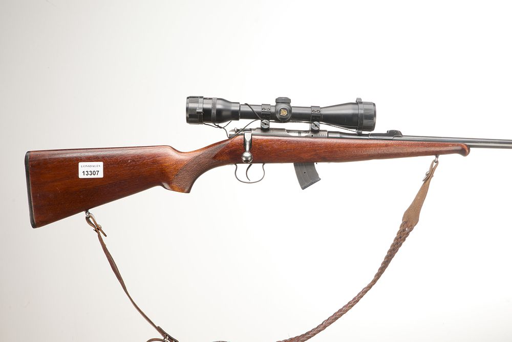 Lot 391: BRNO A .22LR BOLT-ACTION W/ MODERATOR AND NIKKO STERLING SCOPE Ser No 216332