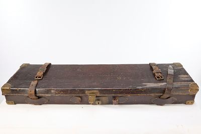 BRASS CORNERED MANTON & COMPANY LEATHER CASE