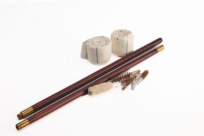 WOOD & BRASS SHOTGUN CLEANING ROD & BORE BRUSHES AND SNAKES