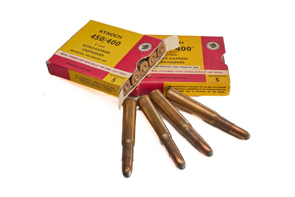 Lot 181: KYNOCH .450/.400 NITRO-EXPRESS CARTRDIGES 400gr SOFT-NOSE, 9 OF