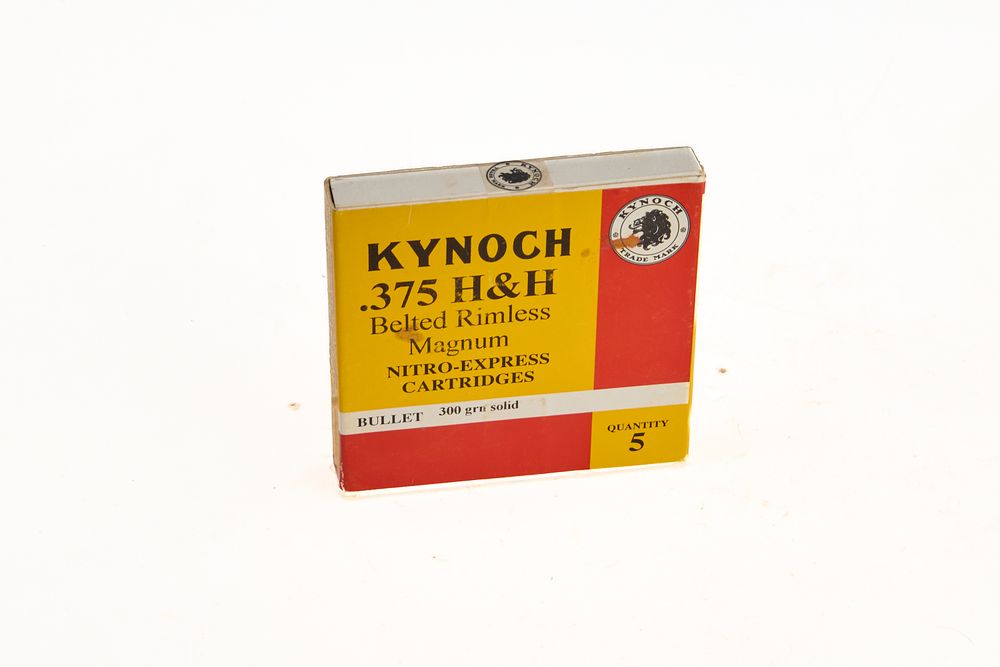 Lot 191: KYNOCH .375 H&H BELTED RIMLESS MAGNUM, NITRO-EXPRESS CARTRIDGES 300 gr, 5 OF