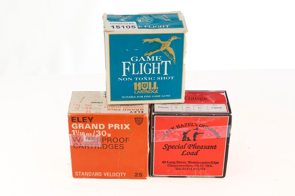 Lot 201: ELEY, HULL CARTRIDGE & MARK HAZEL'S GUNROOM 12-BORE CARTRIDGES, 75 OF
