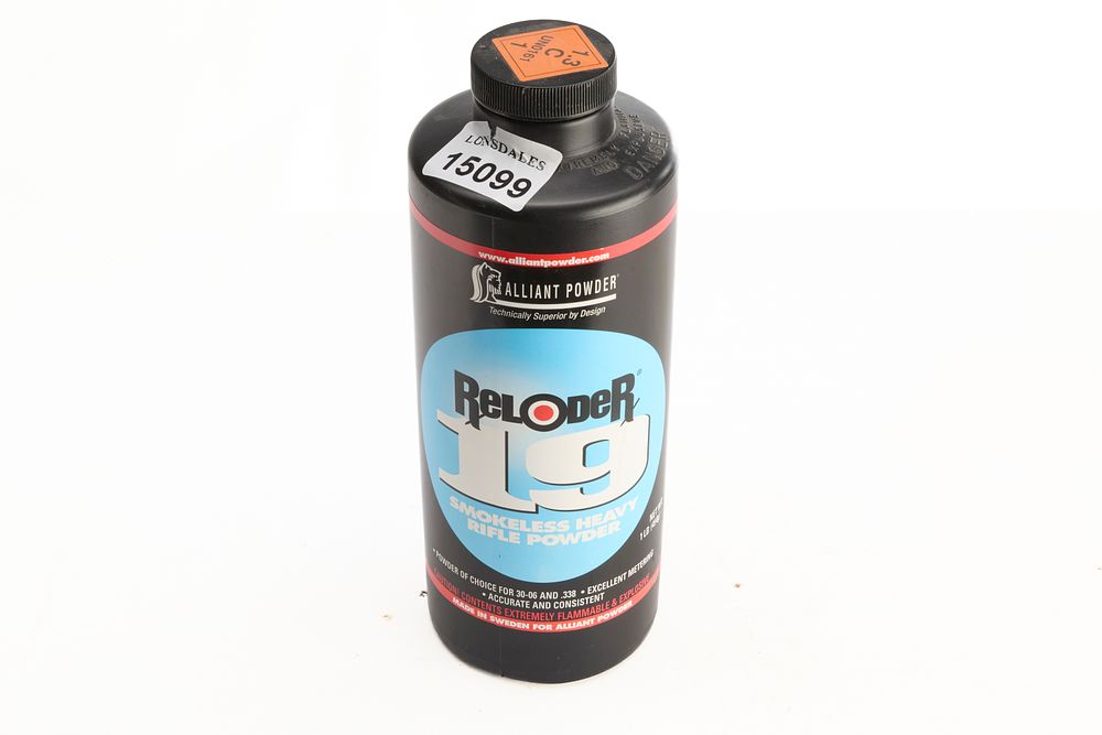 Lot 256: ALLIANT POWDER RELODER 19 SMOKELESS HEAVY RIFLE POWDER, OPEN, 0.39KG