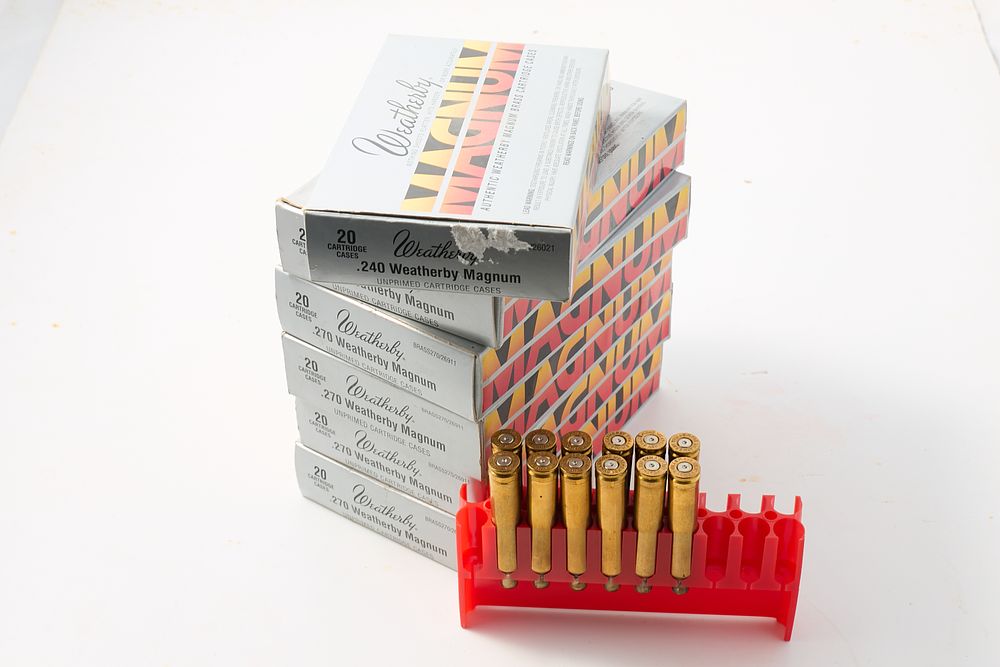 Lot 298: .240 WEATHERBY MAGNUM CASES, 112 OF
