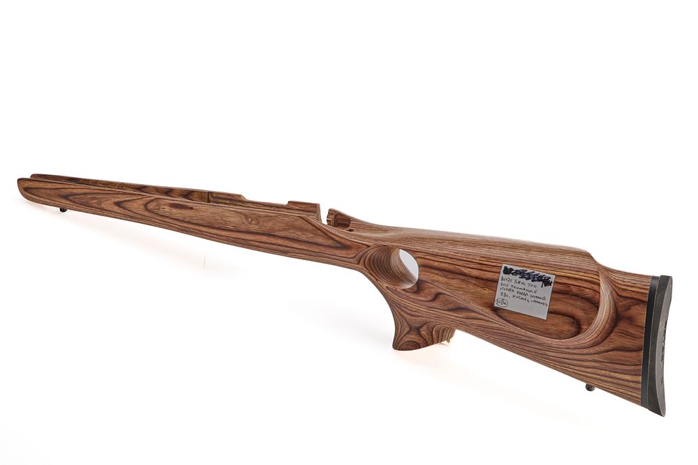 Lot 432: BOYDS REM 700 ROSS THUMBHOLE STOCK, SPORTER BC, NUTMEG LAMINATE, BDL INLET