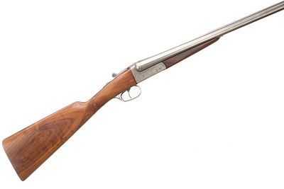 AYA A No 4 12-BORE BOXLOCK EJECTOR Ser No 348751;. Chequered wooden butt, chequered straight 
