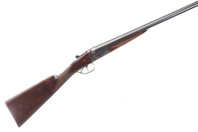 AYA A 12-BORE BOXLOCK EJECTOR Ser No 352332;. Chequered butt, straight grip and forend. Tapered 