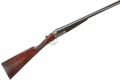 CHAS OSBORNE A 12-BORE BOXLOCK EJECTOR Ser No 76102;. Ribbed butt, well-matched extension to 