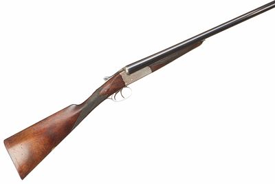 JOHN DICKSON SON A 12-BORE BOXLOCK EJECTOR Ser No 16043;. Ribbed extension to butt, chequered 