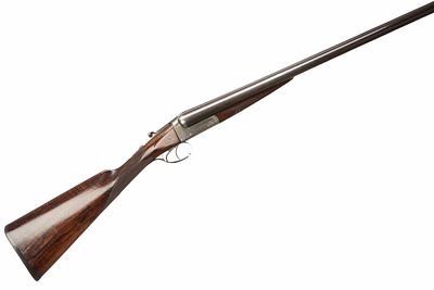 WILLIAM POWELL 
A 12-BORE BOXLOCK EJECTOR Ser No 12228;. Horn butt, chequered straight grip and 