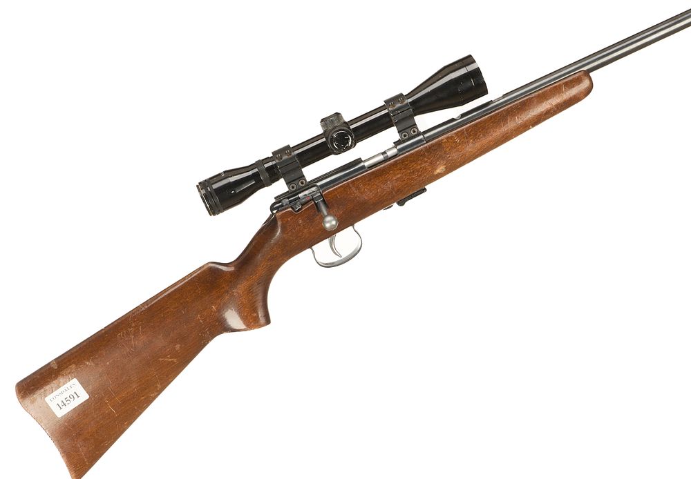 Lot 406: ANSCHUTZ A .22 LR BOLT ACTION WITH BUSHMASTER 6X40 SCOPE Ser No 223771