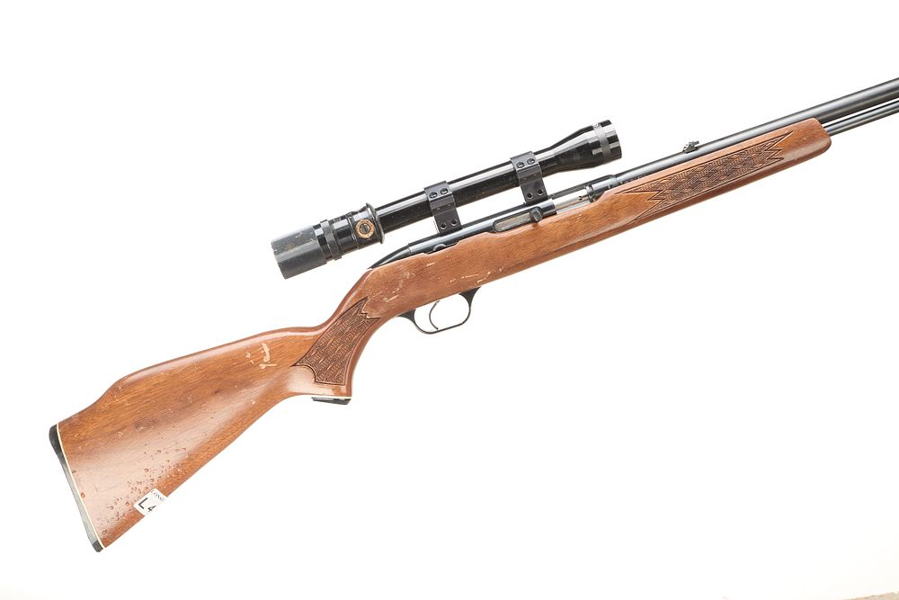 Lot 436: SAVAGE A Mod 80 .22LR SEMI AUTO WITH RHINO 6X32 SCOPE Ser No C342616