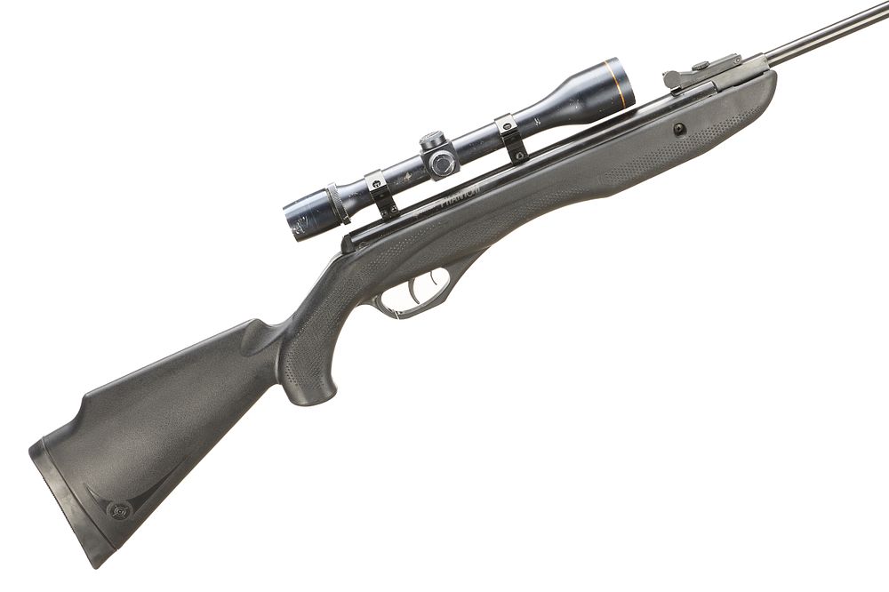 Lot 597: CROSMAN A Mod PHANTOM A .22 BREAK ACTION AIR RIFLEWITH ASI SCOPE Ser No NVSN