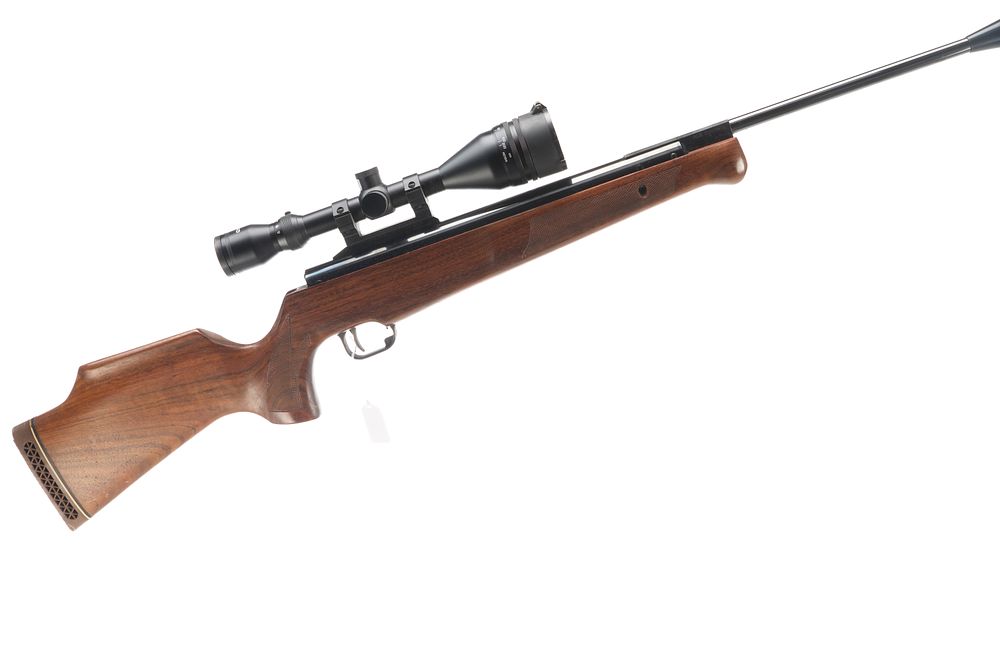 Lot 629: THEOBEN 
 A Mod ELIMINATOR HE .22 BREAK-BARREL GAS RAM FAC AIR RIFLE WITH TASCO SCOPE Ser No TB9733