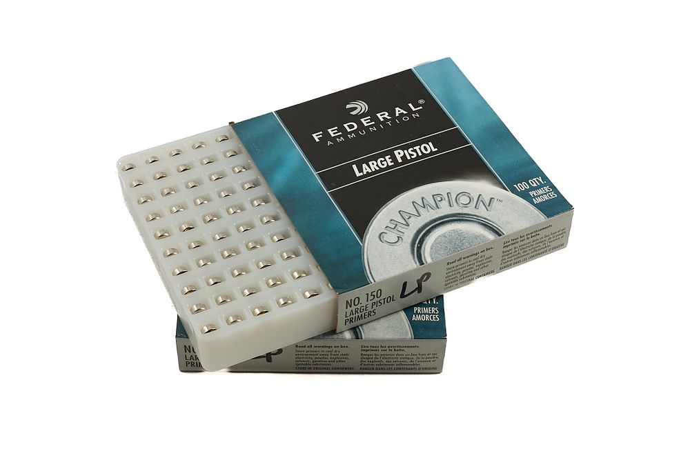 Lot 194: FEDERAL AMMUNITION LARGE PISTOL PRIMERS, 200 OF;