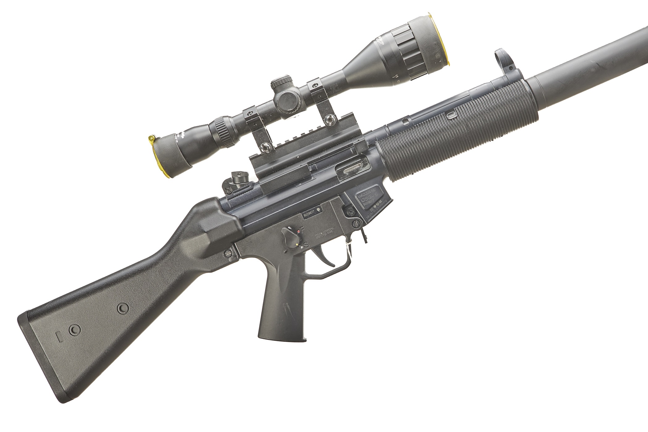 GSG A .22 LR SEMI-AUTO WITH A NIKKO STERLING 4-12 x 50 SCOPE Ser No B029677;