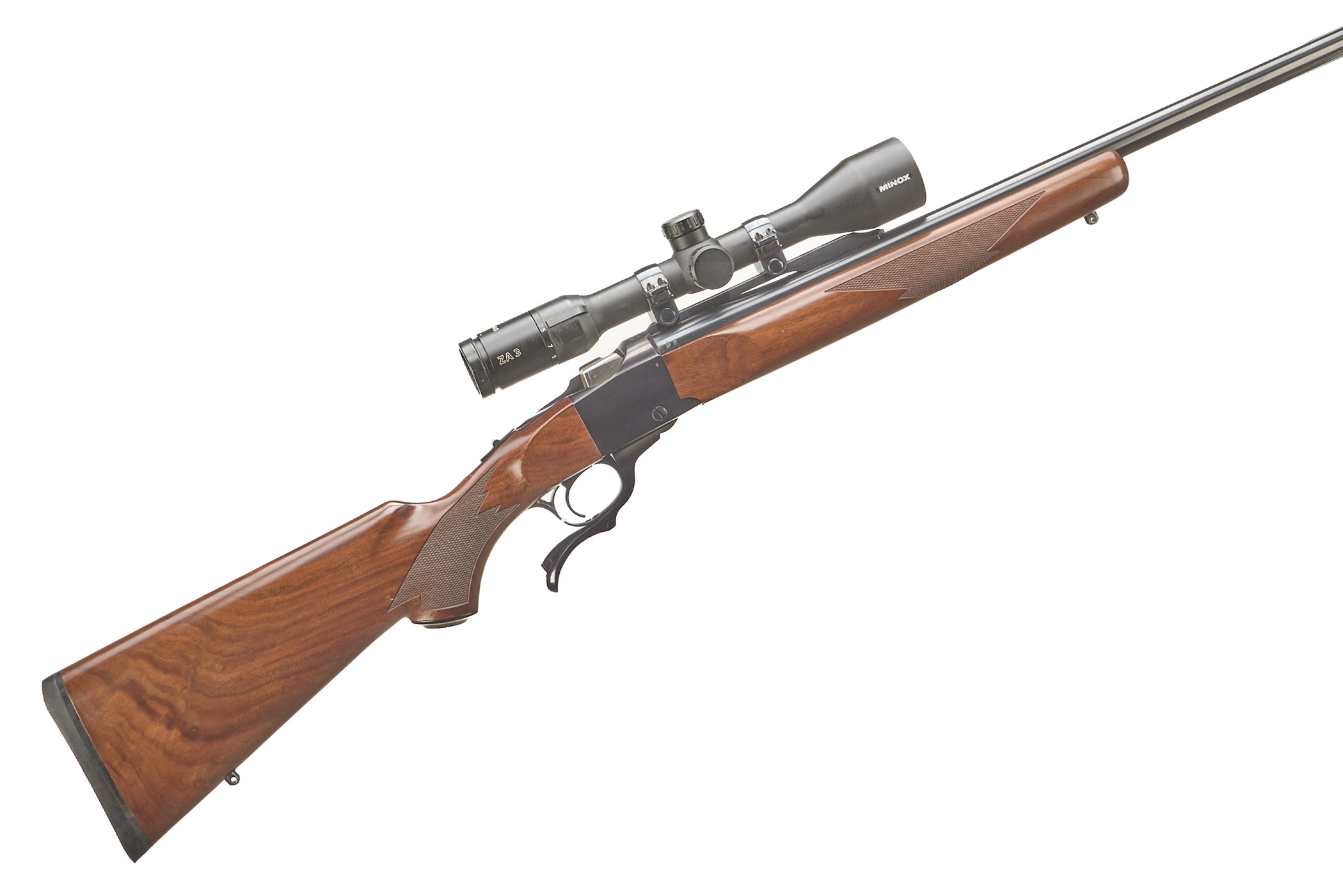 RUGER A Mod No 1 .22-250 FALLING BLOCK RIFLE WITH MINOX 3-9x40 SCOPE Ser No 134-02613;