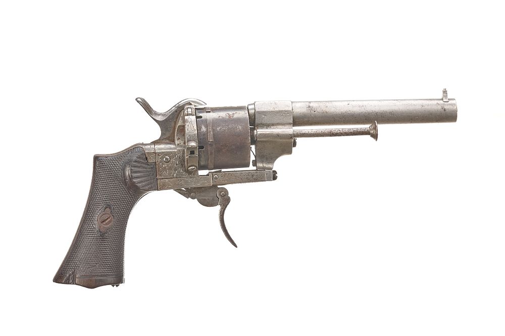 Lot 470: A 9mm LEFAUCHEUX PINFIRE REVOLVER Ser No 9330;