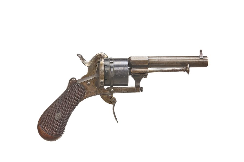 Lot 472: STENSBY A 7mm PINFIRE DOUBLE ACTION PINFIRE REVOLVER NVSN