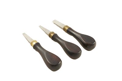 THREE TURN SCREWS;. Dark wood handles.