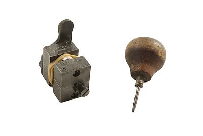.323 IDEAL HOLLOW POINT BULLET MOULD;. With other tool.