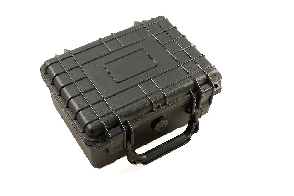 Lot 51: BLACK PLASTIC CASE WITH FOAM INTERIOR;
