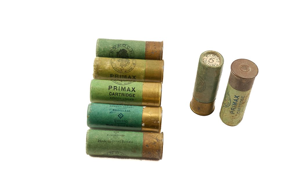 Lot 192: KYNOCH PRIMAX DIAMOND 12-BORE 5, 6 & 4 SHOT CARTRIDGES, 7 OF;