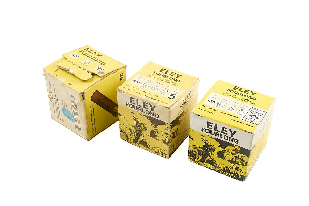 Lot 205: ELEY FOURLONG .410 FIBRE WAD CARTRIDGES FOR 2 1/2", 66 OF;