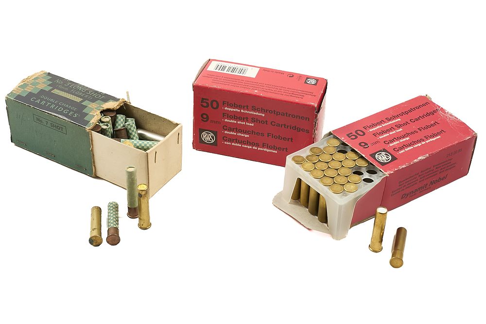 Lot 213: RWS 9MM FLOBERT, 73 OF & ELEY No3 LONG SHOT 9MM FLOBERT, APPROX 50 OF;