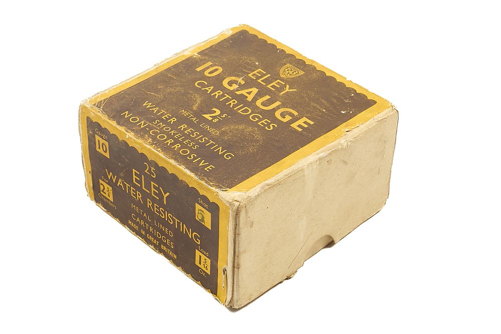 Lot 220: ELEY 10-BORE 5 SHOT 1 5/16oz CARTRIDGES FOR 2 5/8", 25 OF;