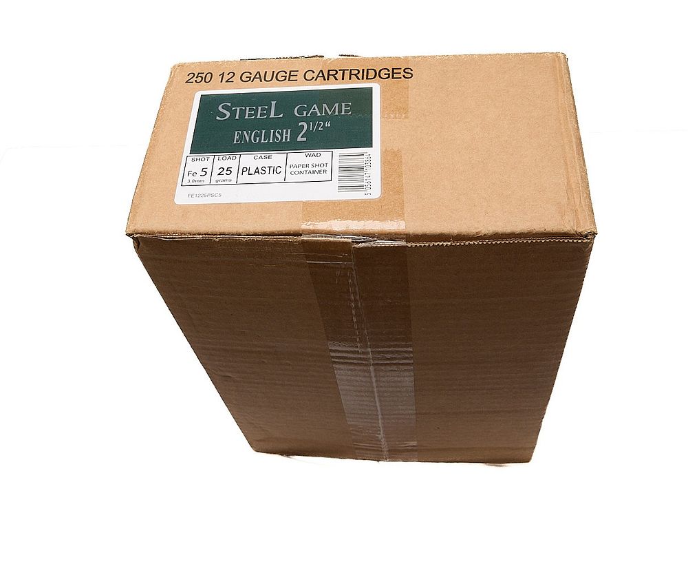 Lot 260: HULL CARTRIDGE - STEEL GAME 12-BORE 5 SHOT 25gr PAPER WAD 2 1/2", 250 OF;