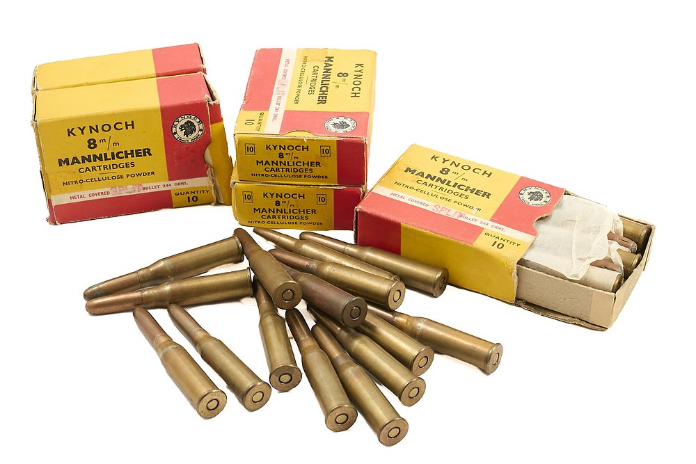 Lot 358: KYNOCH 8mm MANNLICHER (8mm x 50R) 65 OF;
