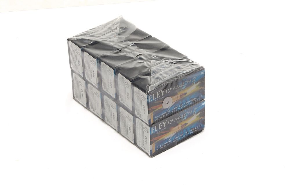 Lot 360: ELEY .17 MACH 2, SEALED IN BOXES, 500 OF;