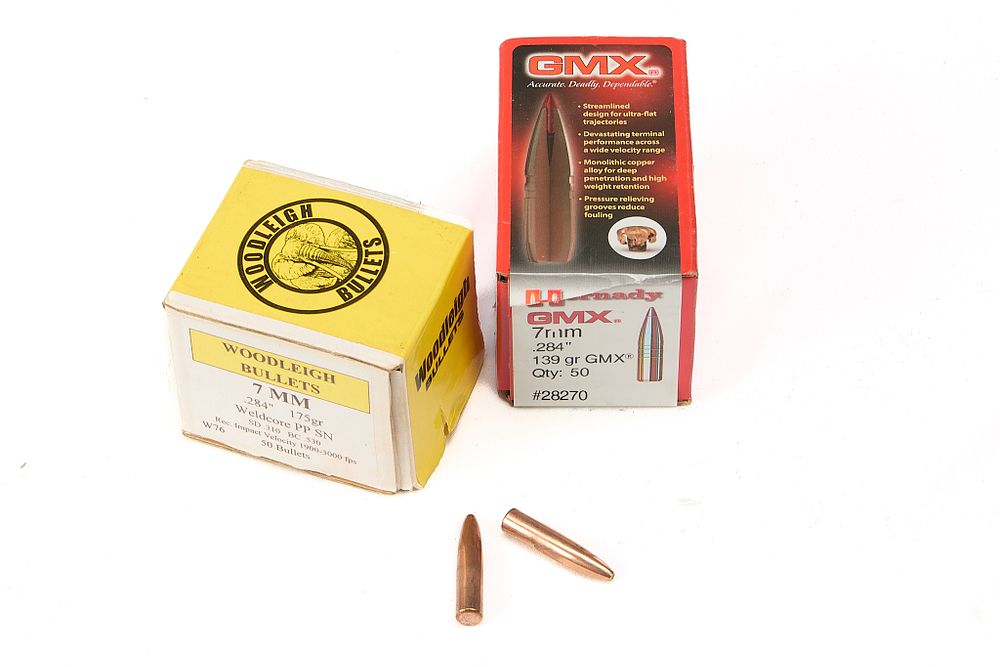 Lot 405: 7MM .284" 139gr, 6 OF HORNADY, 27 OF WOODLEIGH BULLETS;