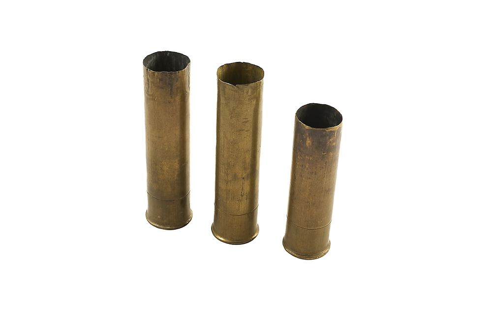 Lot 408: ELEY 12-BORE BRASS CASES, 3 OF;