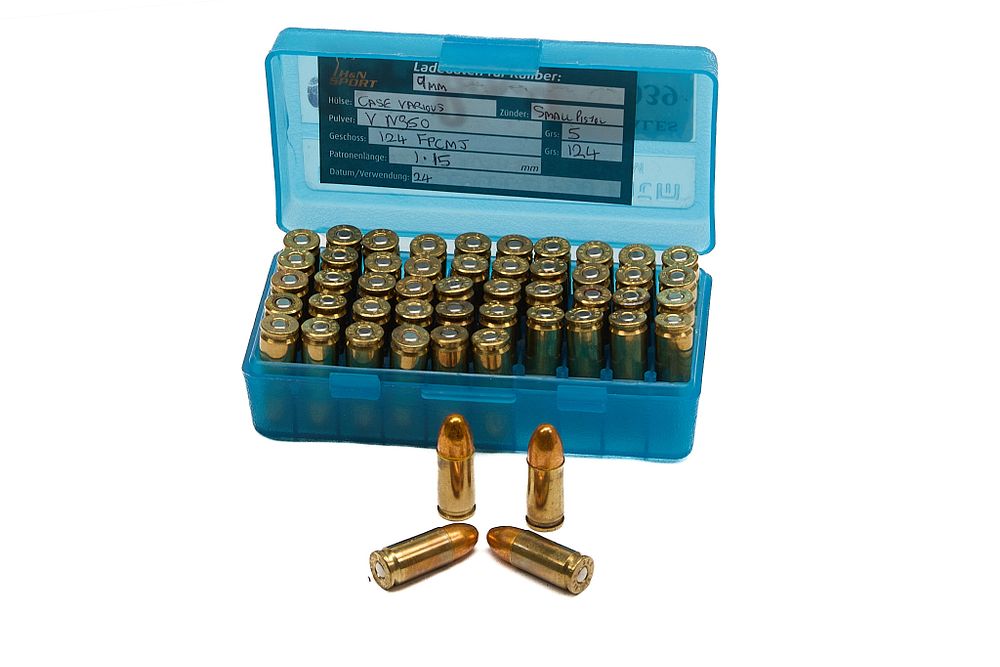 Lot 425: 9MM HOME LOAD, FMJ, MIXED BRASS, 50 OF;