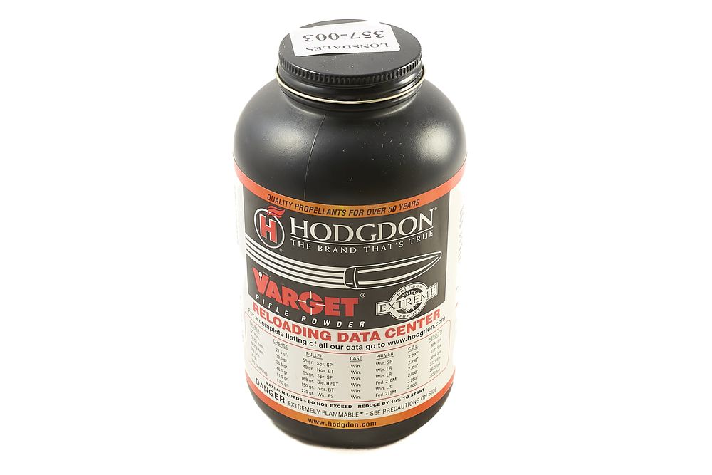 Lot 430: HODGDON VARGET RIFLE POWDER, OPENED, 0.16KG;
