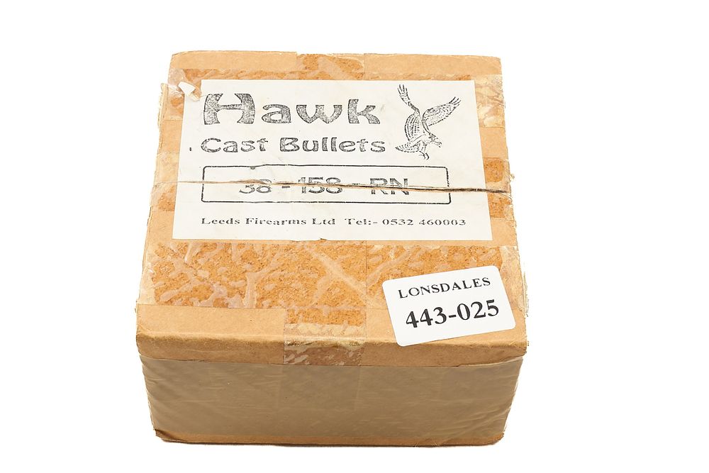 Lot 477: HAWK CAST BULLETS .38 RN 158gr, APPROX 500 OF;
