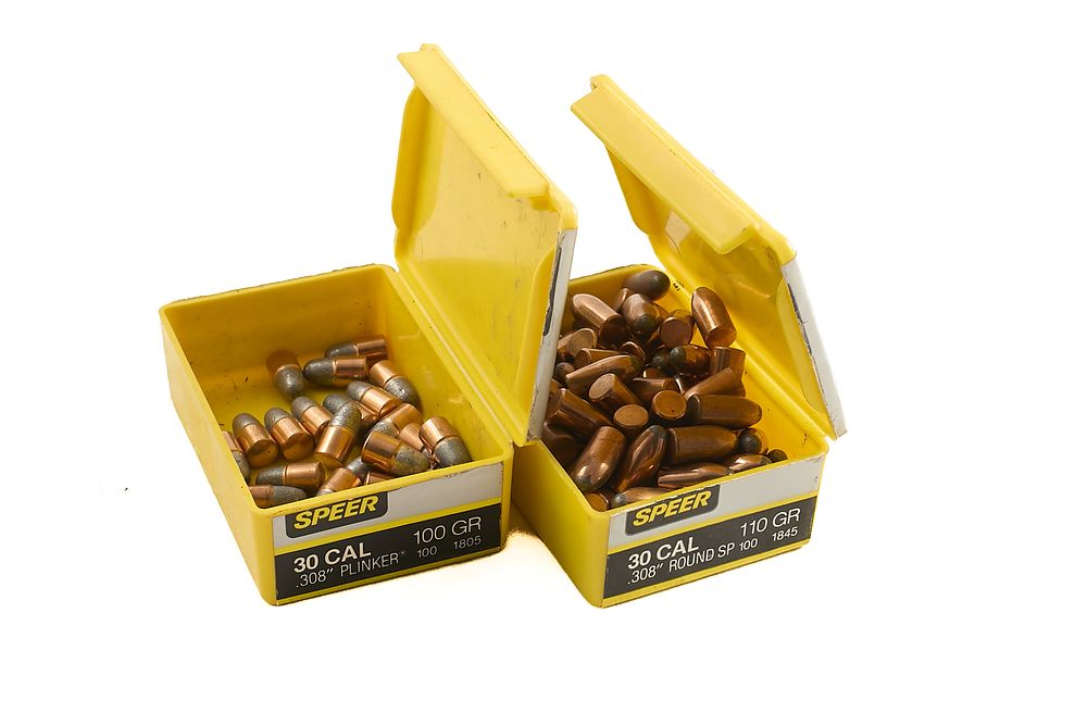 Lot 490: SPEER 30 CAL BULLETS, APPROX 28 .308 PINKER 100gr & APPROX 100 .308 ROUND SP 110gr;