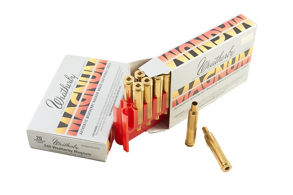 Lot 504: WEATHERBY .240 WEATHERBY MAGNUM UNPRIMED CASES, 40 OF;