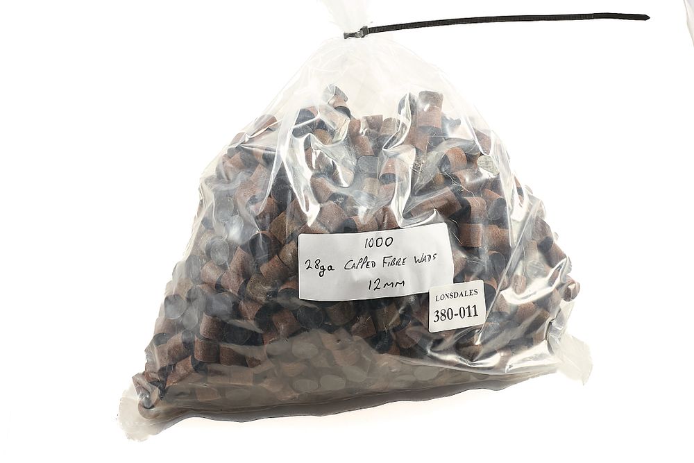 Lot 511: 28-BORE CAPPED FIBRE WADS 12MM, 1000 OF;