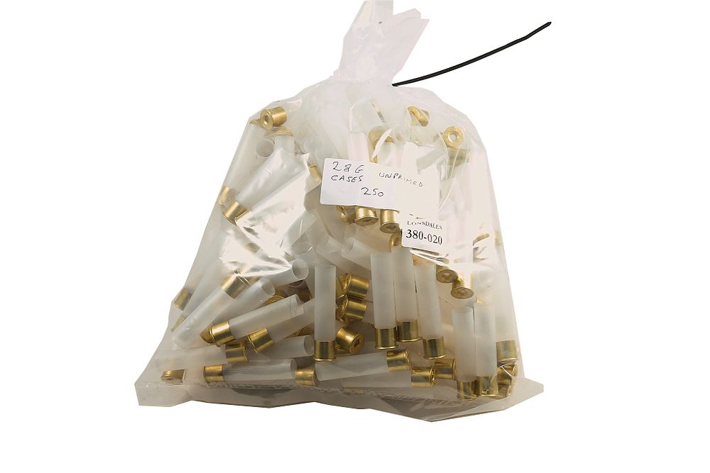 Lot 516: 28-BORE UNPRIMED CASES, 250 OF;